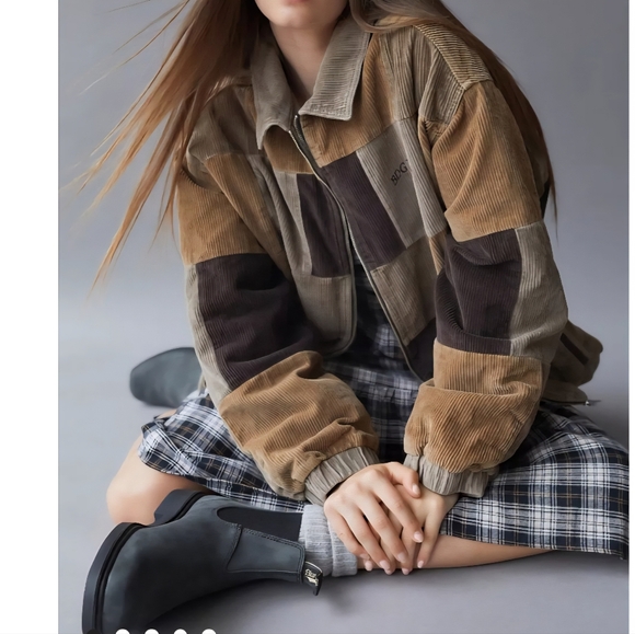BDG Women's Patchwork Quilted Corduroy Harrington Jacket Size L | Retro - Picture 3 of 10